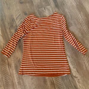 a new day Burnt Orange and White Striped 3/4 Sleeve Top